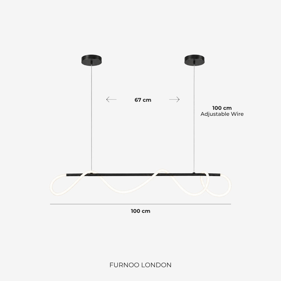 LED-design hanglamp met metalen koordstructuur zwart satijn 100 cm dimbaar warm wit modern interieur eetkamer keukeneiland | Sansoti