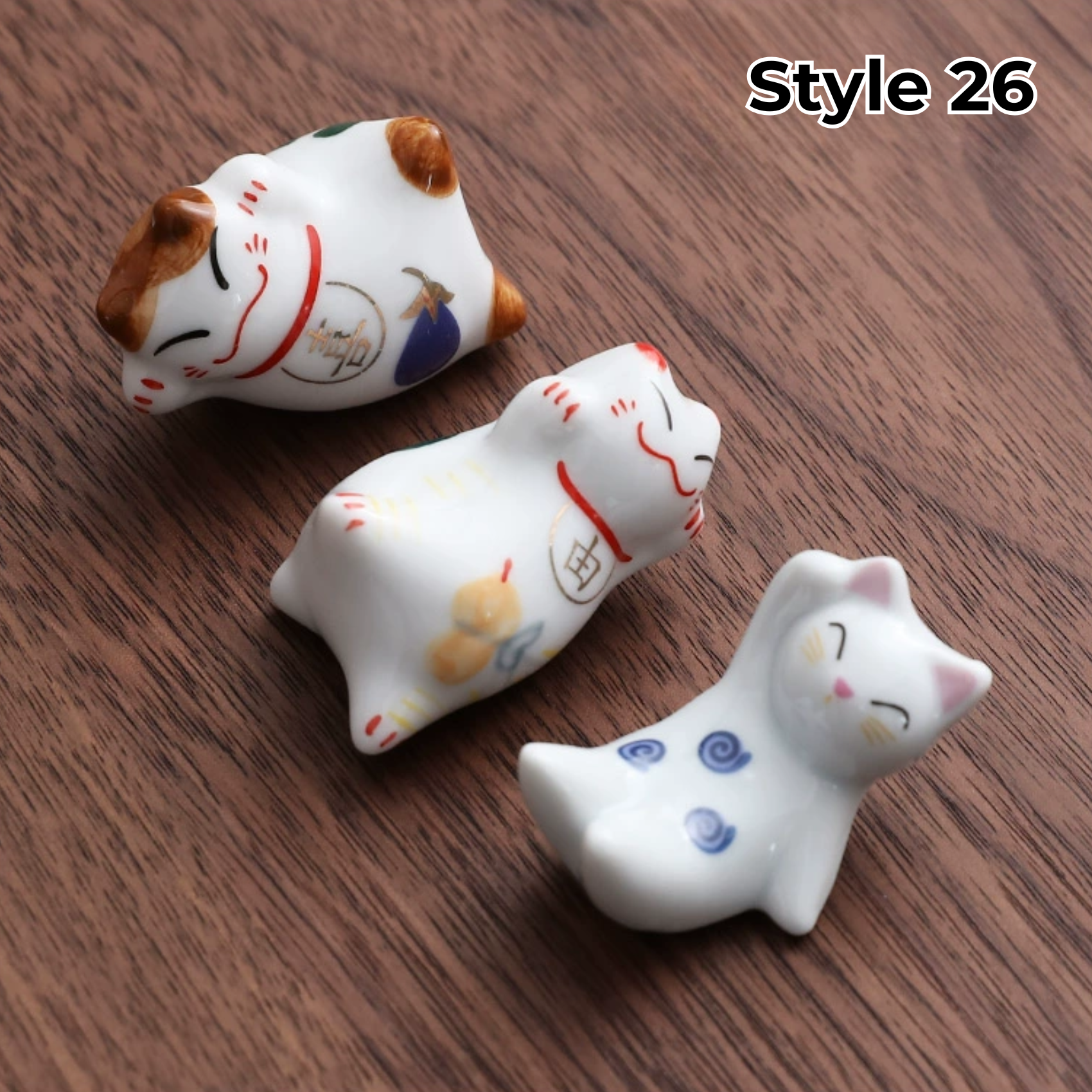 Ceramic Chopstick Rest with Animal and Fruit Motifs – Set of 3 | Sansoti