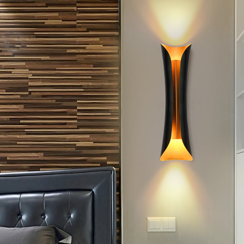 Moderne Wandlamp Zwart Metaal 2 Lichtpunten Gebogen Ontwerp 33cm 53cm 76cm | Sansoti