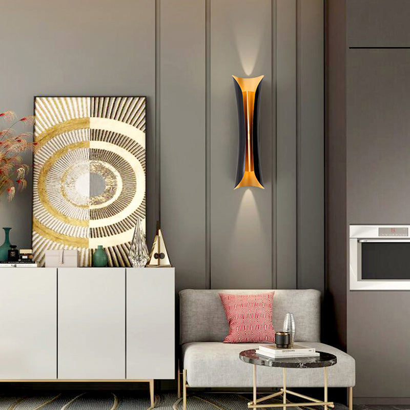 Moderne Wandlamp Zwart Metaal 2 Lichtpunten Gebogen Ontwerp 33cm 53cm 76cm | Sansoti