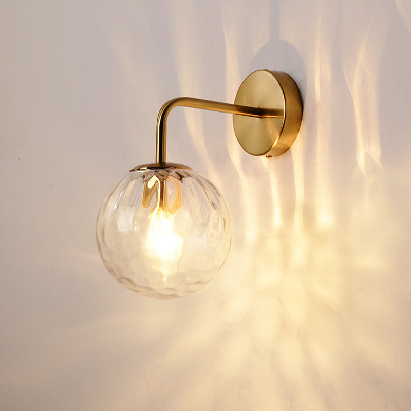 Glazen Wandlamp met Geribbeld Glas en Gouden Armatuur – Minimalistische Verlichting voor Woonkamer en Gang | Sansoti