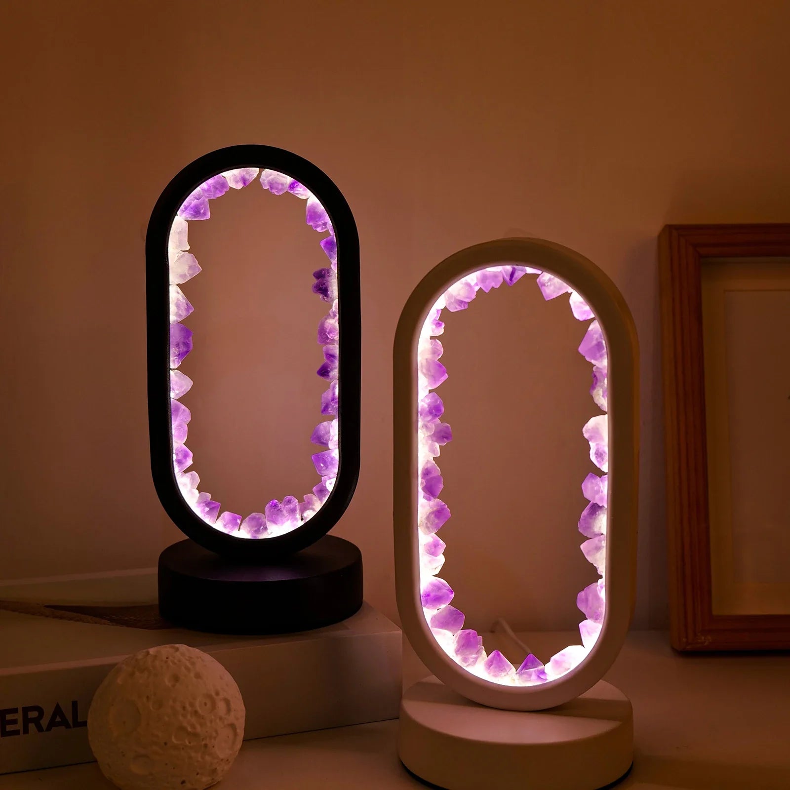Tafellamp Amethist Handgemaakt Natuurkristal LED E14 Paars Roze Sfeer Slaapkamer Meditatie Yoga Rustgevend Decoratie Innerlijke Rust | Sansoti