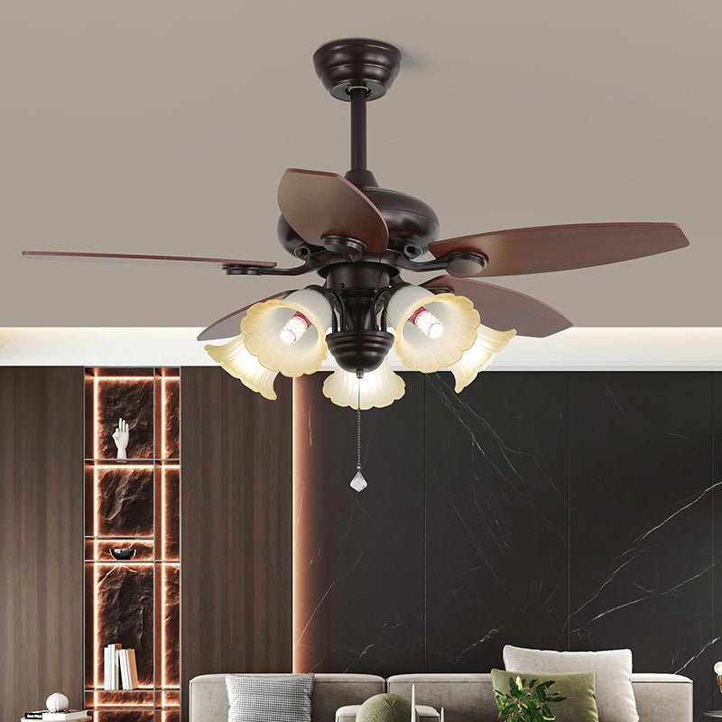 Plafondventilator met Verlichting en Afstandsbediening Klassiek Hout en Glas Ø107cm | Sansoti