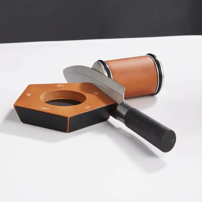 Handmatige Rollende Messenslijper met Diamantsteen Incl. Magnetische Hoekgeleider voor Keukenmessen, Damast & Japanse Messen | Sansoti