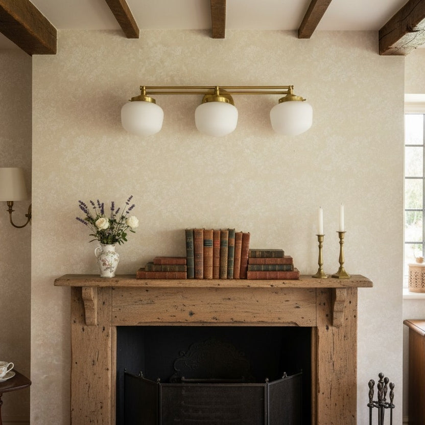 Globe Wandlamp Klassieke Badkamer Schoolhouse Verlichting Mat Opaal Glas voor Spiegel en Wastafel | Sansoti