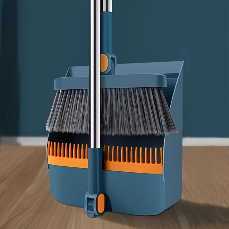 Ensemble balai et pelle avec long manche de 124 cm, outil de nettoyage ergonomique, rangement vertical pour la maison | Sansoti