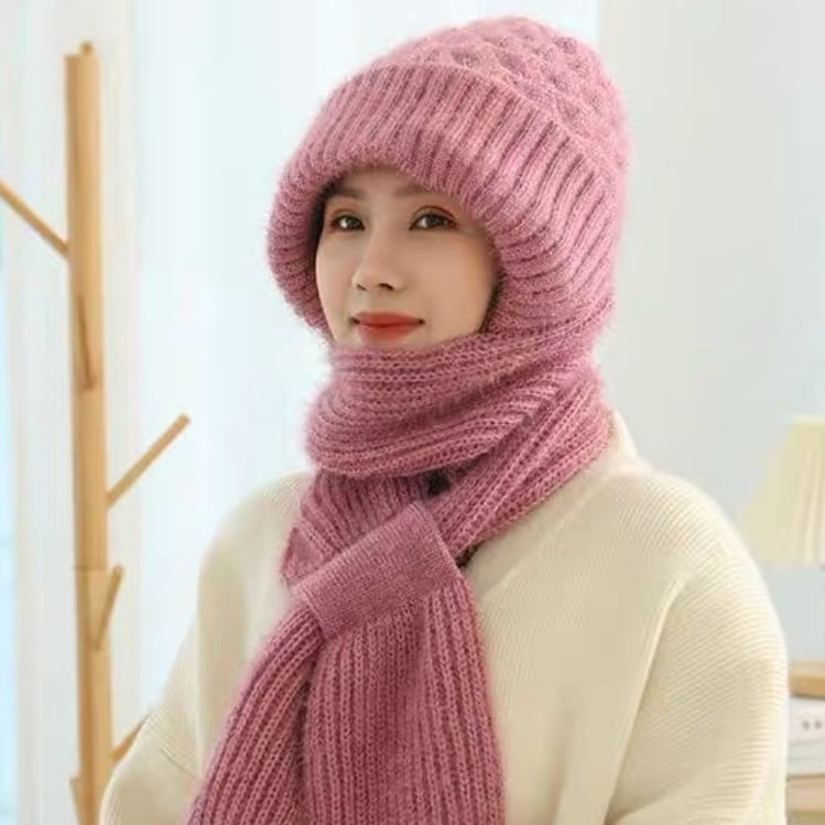 Wintermütze mit Gesichts- und Ohrwärmern Fleece-gefüttert Winddicht Gestrickt Unisex-Winteraccessoire | Sansoti