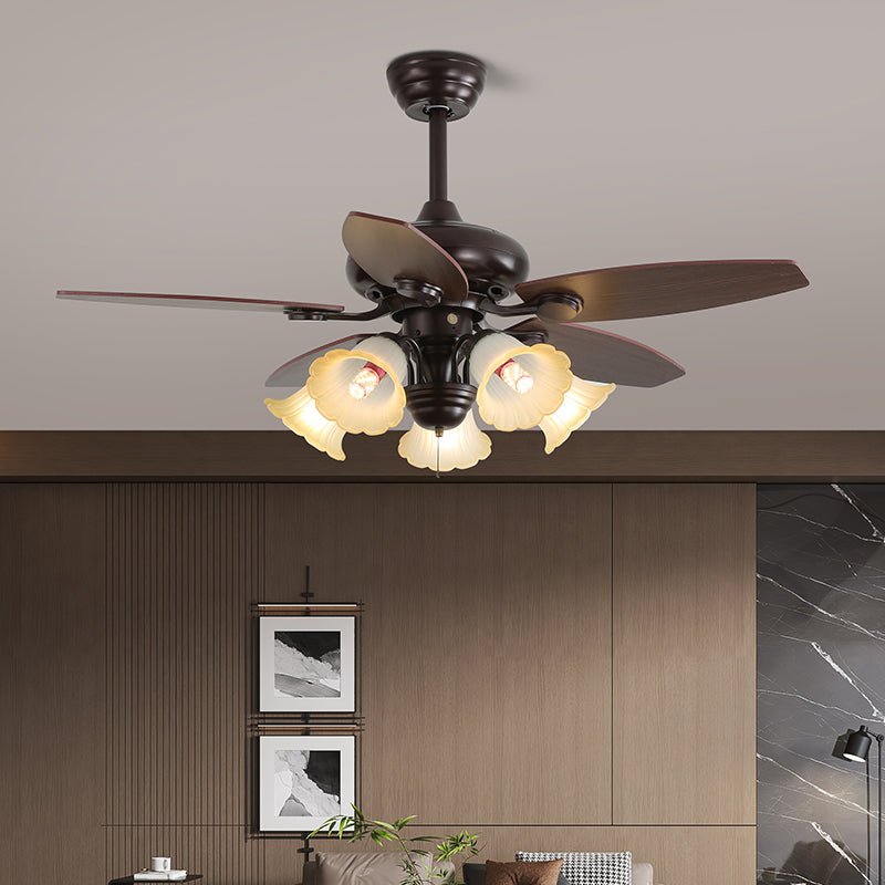 Plafondventilator met Verlichting en Afstandsbediening Klassiek Hout en Glas Ø107cm | Sansoti