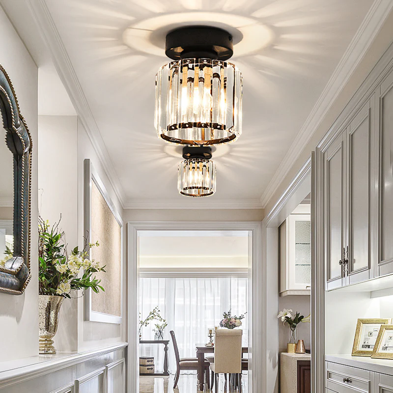 Kilon plafondlamp kristal kubus messing plafond hal woonkamer slaapkamer moderne verlichting compact | Sansoti