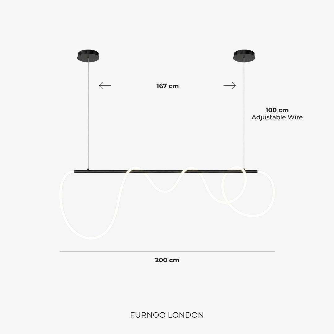 LED-design hanglamp met metalen koordstructuur zwart satijn 100 cm dimbaar warm wit modern interieur eetkamer keukeneiland | Sansoti