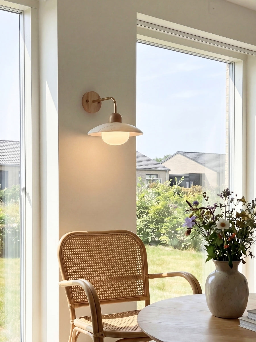 Travertijn Wandlamp Minimalistische Schijf Design Natuursteen Verlichting voor Woonkamer Slaapkamer Gang Moderne Interieur Wandverlichting met Warm Licht | Sansoti