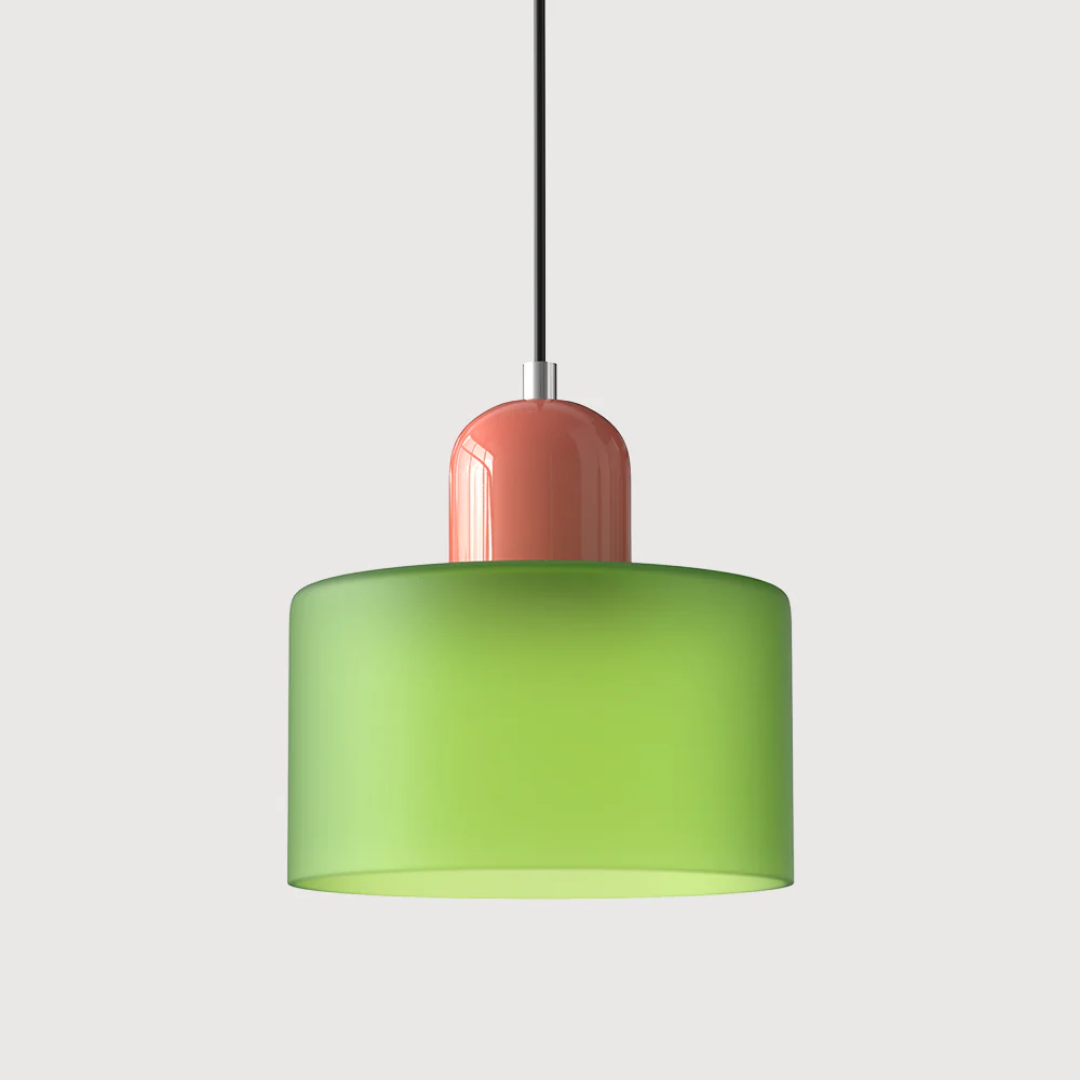 Lismeno Retro Hanglamp Glas 15cm Groen Oranje Eettafel Keuken Vintage Verlichting Compact | Sansoti