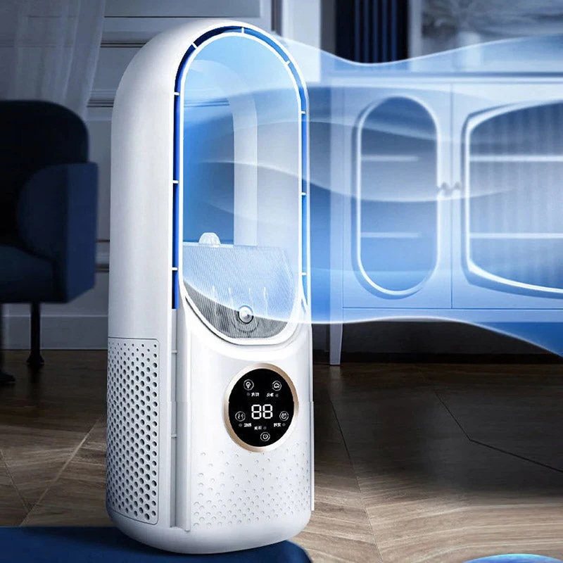 Portable Bladeless Humidifier with Quiet Operation for Home and Office – Compact USB Cooling Fan with 6 Speeds and Timer – Energy-Saving Personal Air Conditioner for Workplace and Bedroom | Sansoti