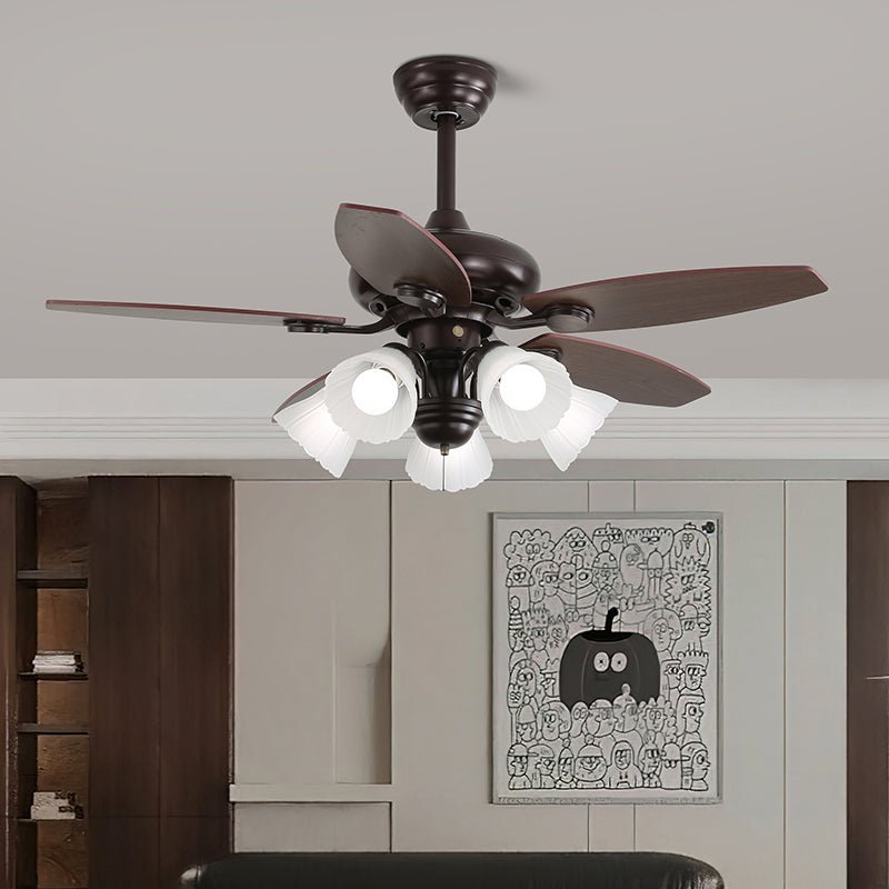 Plafondventilator met Verlichting en Afstandsbediening Klassiek Hout en Glas Ø107cm | Sansoti