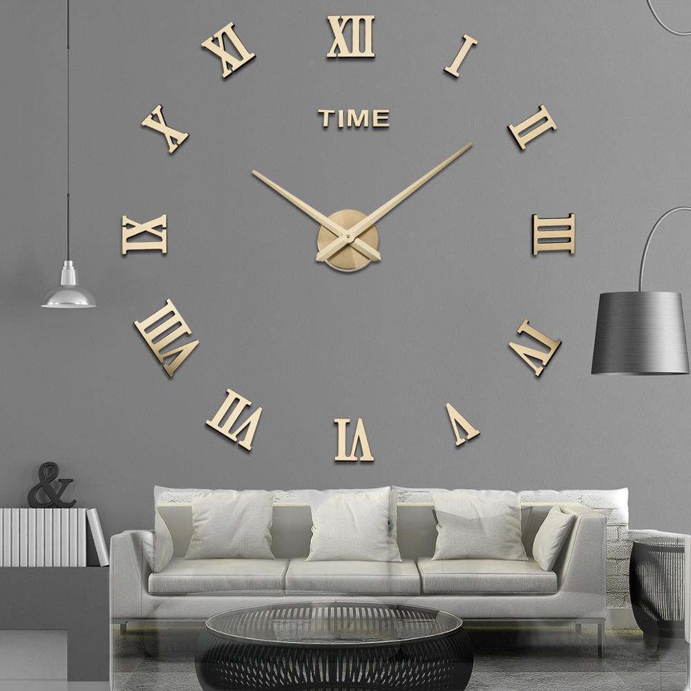Wandklok Romeinse Cijfers Spiegelafwerking Geometrisch Ontwerp 50-120cm | Sansoti