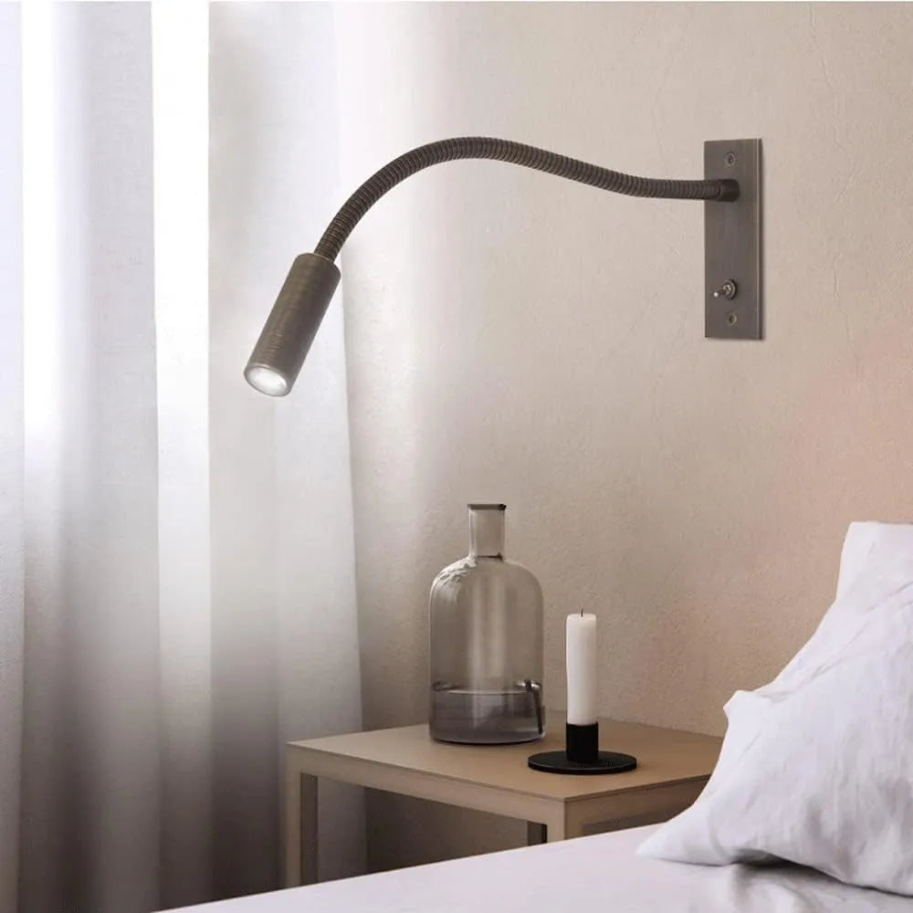 Adjustable LED Wall Lamp Metal Warm Light Reading Lamp Bedroom Bedside Lamp Spotlight Modern Design Chrome Bronze | Sansoti
