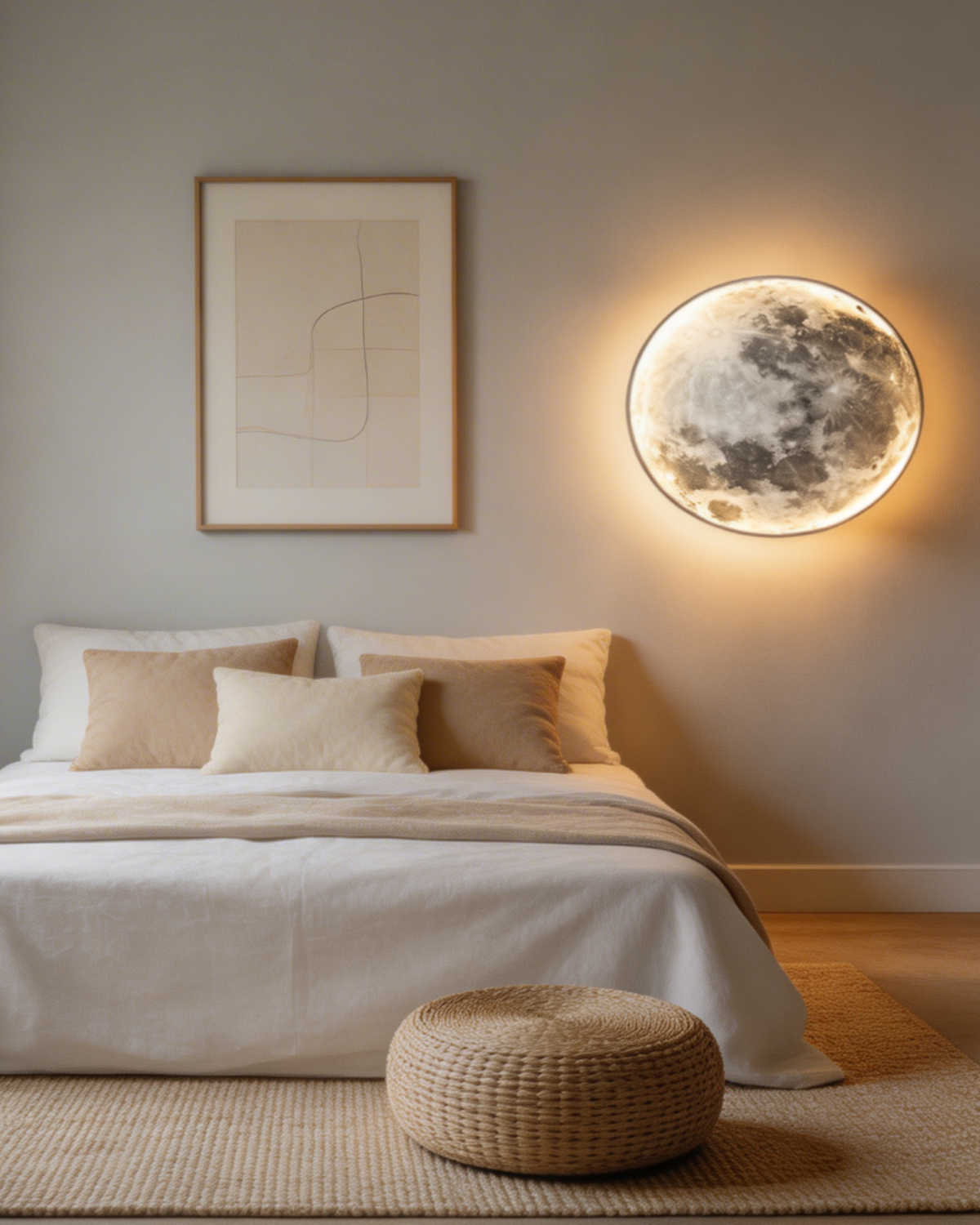 Maanverlichting Wandlamp LED met Reliëf 3D Sfeerverlichting Vollemaan Effect voor Slaapkamer Woonkamer Ontspanning Meditatie | Sansoti
