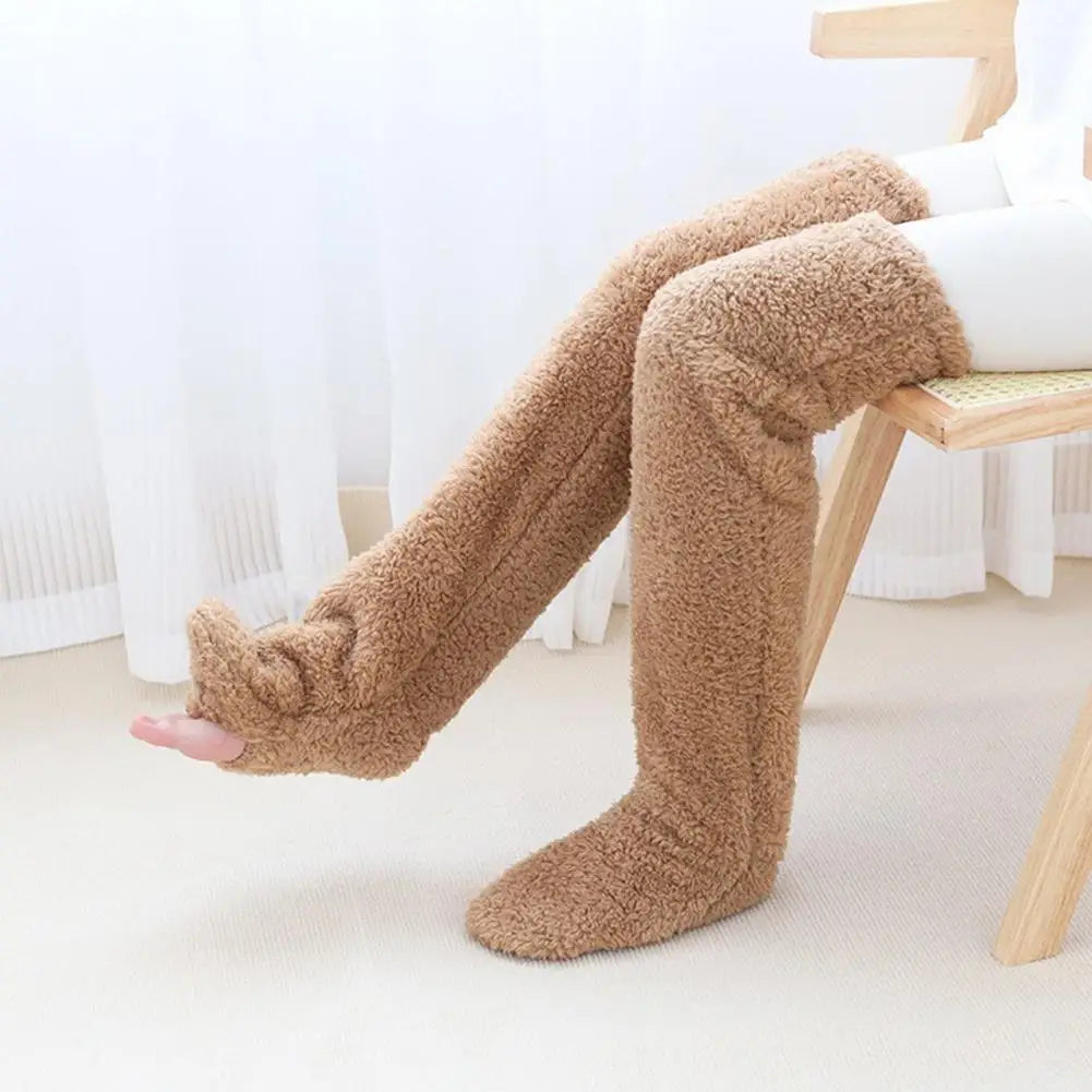 Fleece Knee-High Socks Winter Socks with Adjustable Foot Opening for Maximum Warmth, Comfort, Style, and Coziness | Sansoti
