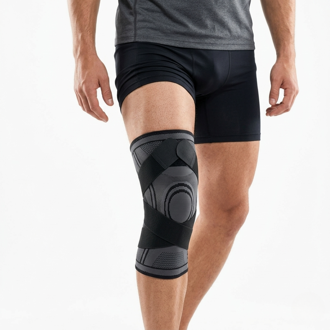 Genouillère en nylon et spandex, compression, soutien du genou, noire, unisexe, pour le sport, la course, le fitness et l’usage quotidien | Sansoti