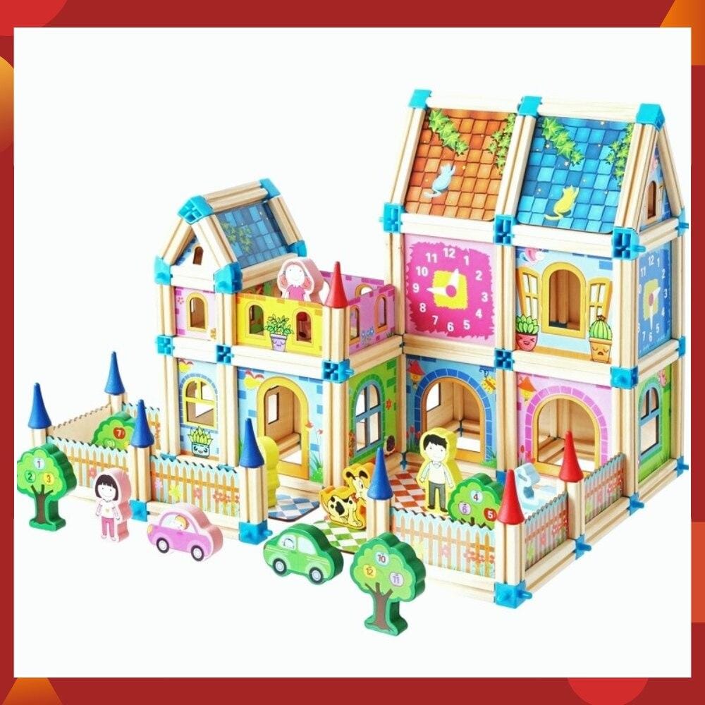 Maison de poupée en bois à construire soi-même, jouet pour enfants, 268 à 298 pièces, éducatif et créatif, jeu d’imagination | Sansoti