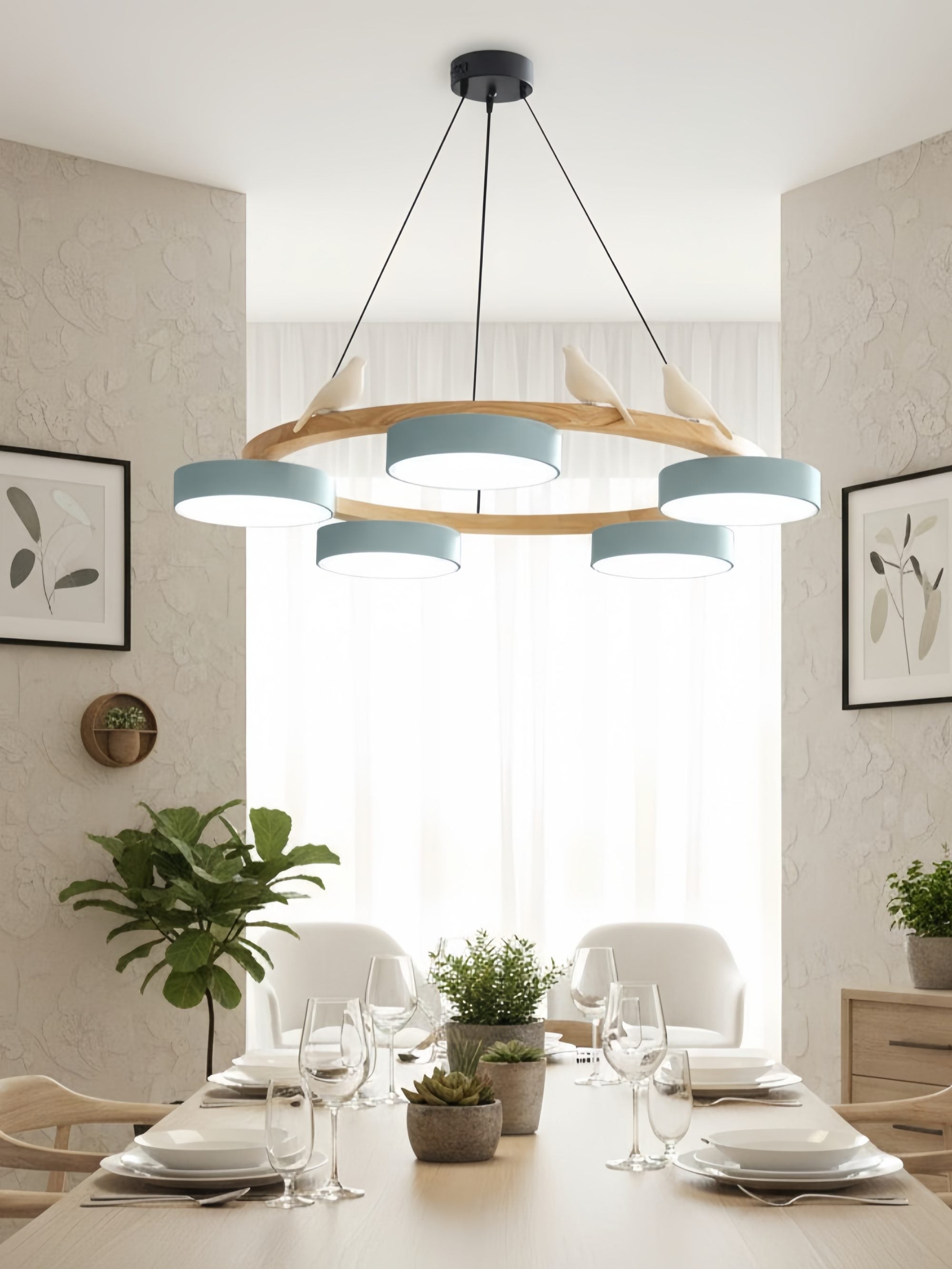 Decoratieve Vogelkroonluchter met Gekleurde Cirkels voor Eetkamer en Woonkamer | Sansoti