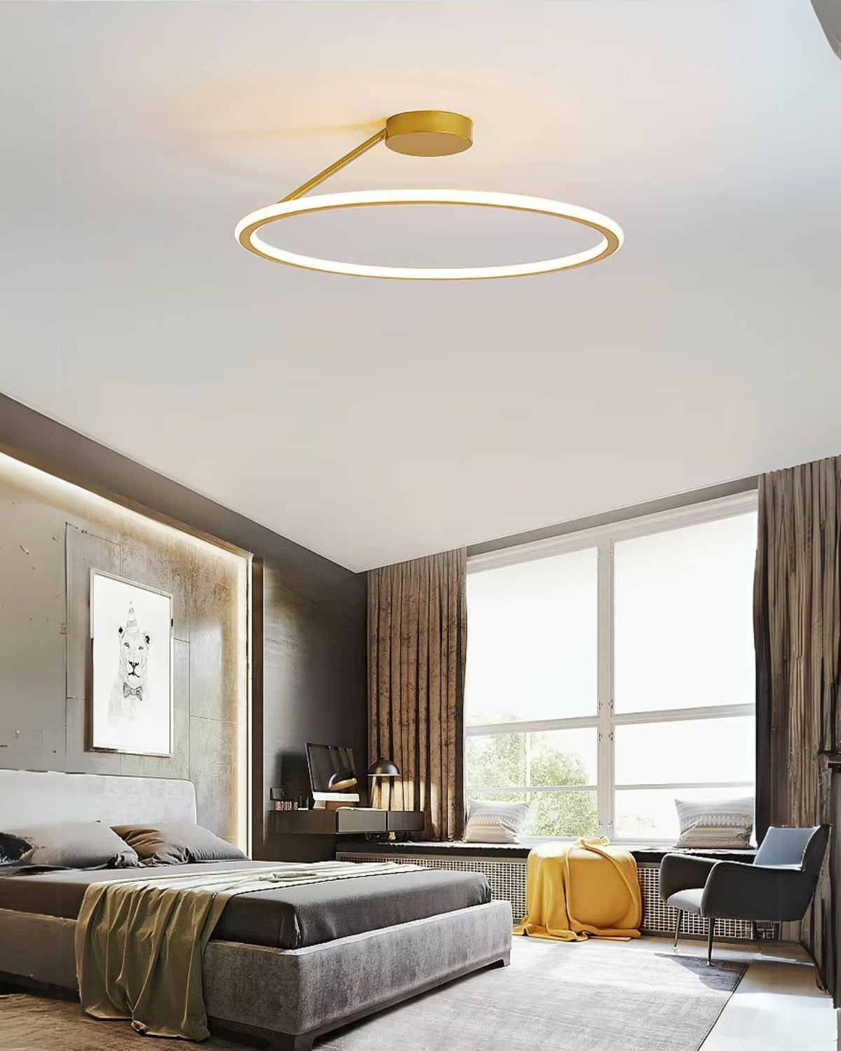 Moderne Plafondlamp Ring Minimalistisch Design Zwart Wit Goud S M L Dimbaar LED Sfeerverlichting Woonkamer Slaapkamer Eetkamer Scandinavische Stijl | Sansoti
