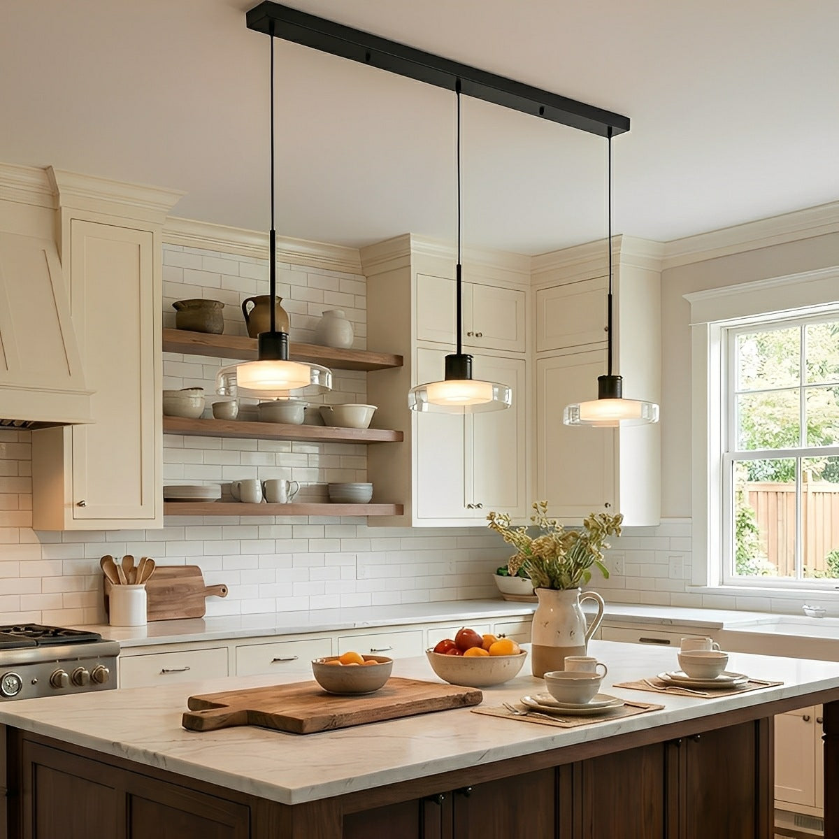 Suspension LED verre aluminium noir ronde Cuisine Salon Chambre Dimmable Suspension Table à manger Hall | Restfield