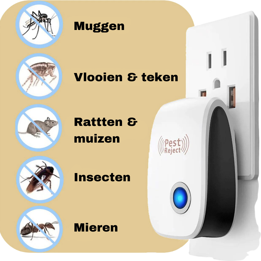 Ultrasone Insectenbestrijder | Plug-in Ongediertebestrijding voor Muizen, Knaagdieren en Insecten | Gifvrij & Huisdiervriendelijk | 40 m² Bereik | Sansoti