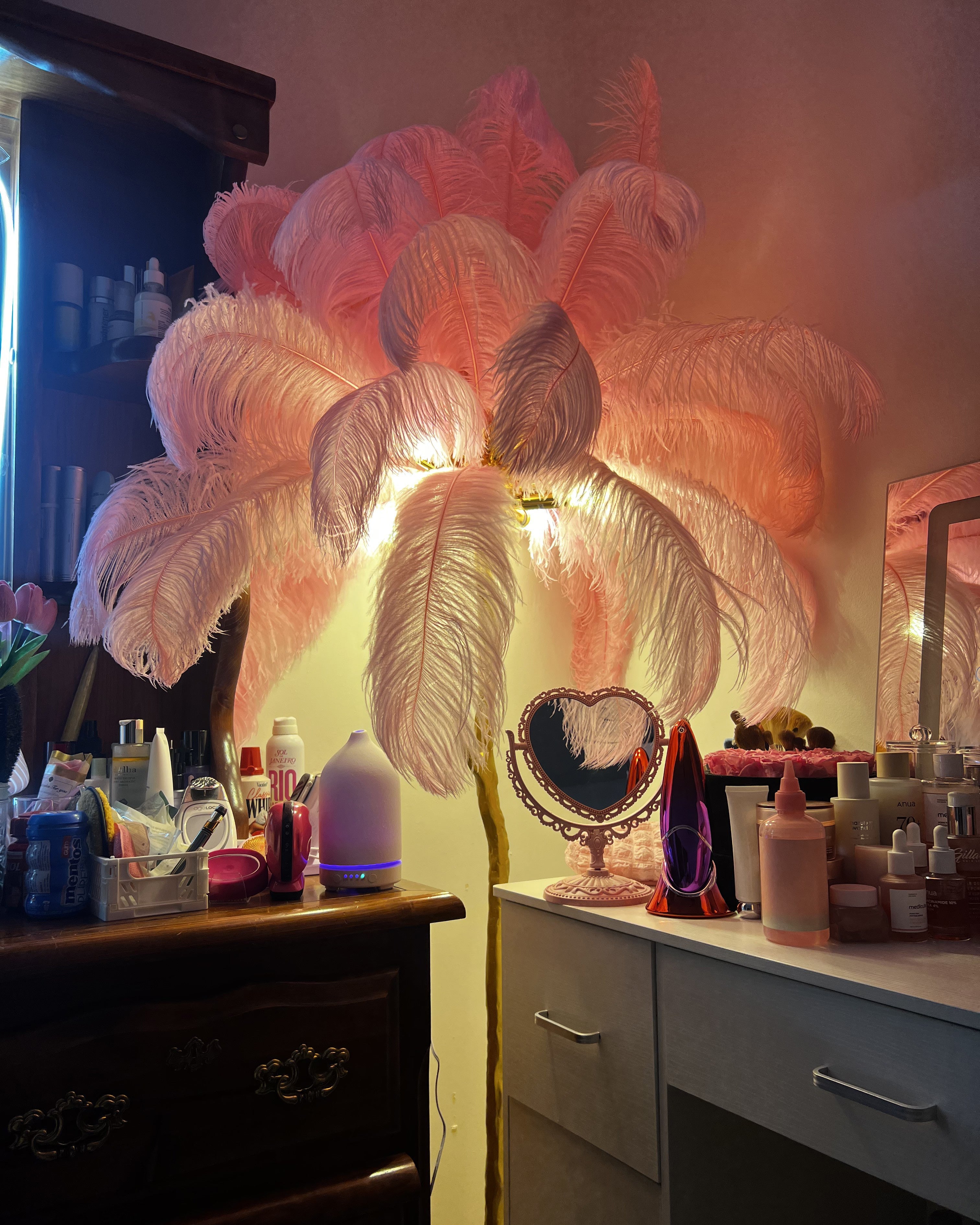 Lampadaire Plumes Palmier Résine Décoratif Blanc Chaud Salon Chambre Lampadaire | Restfield