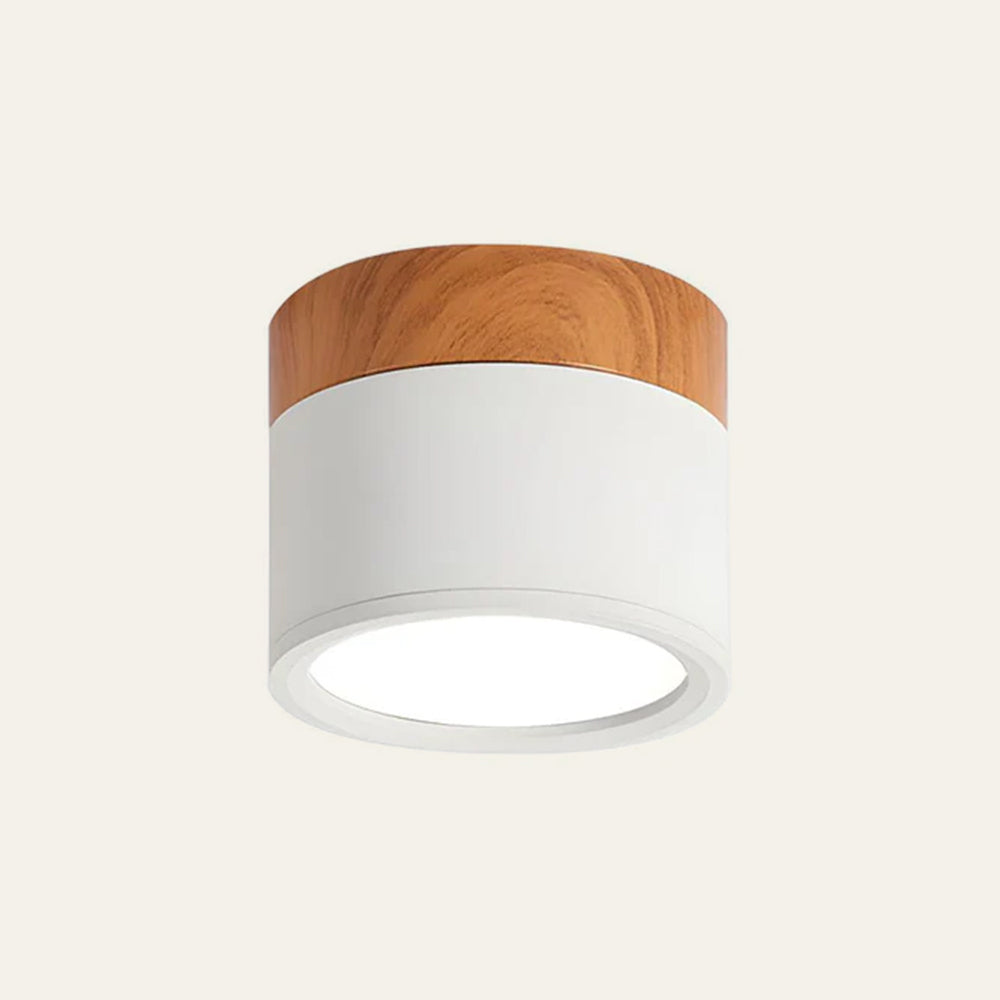 Cylinder kleine Deckenleuchte LED Holz modern Decke Flur Wohnzimmer kompakt Design | Restfield