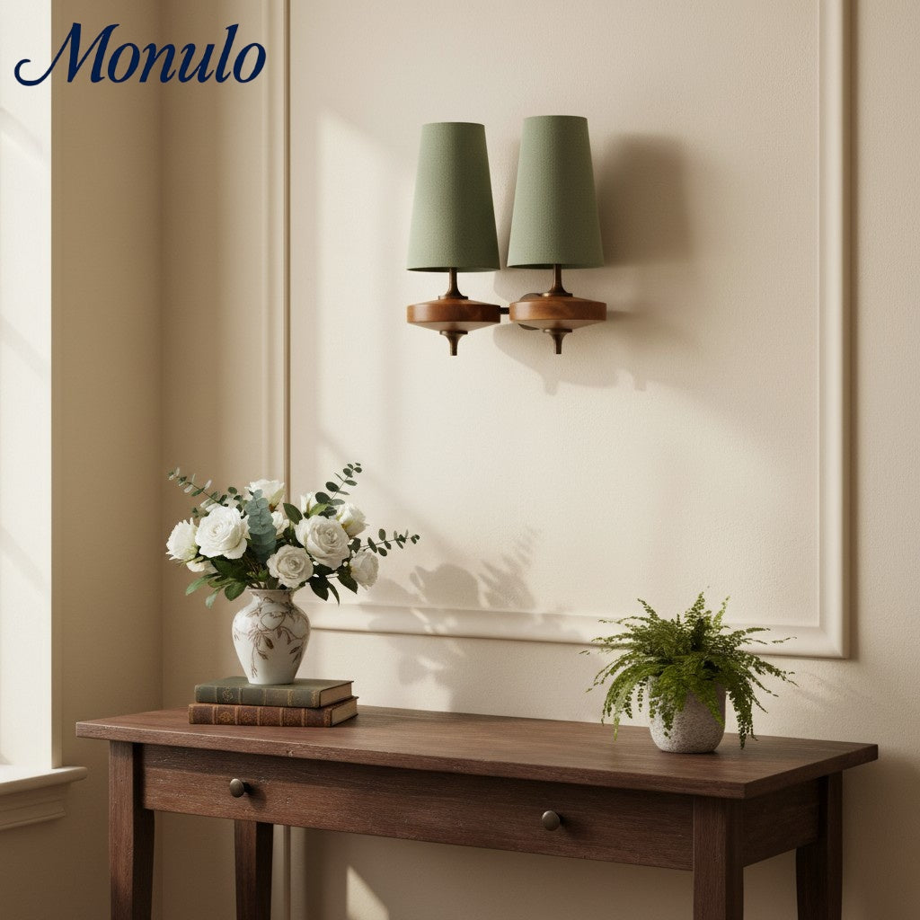 Retro Wandlamp met Stoffen Kap – Vintage Verlichting voor Slaapkamer | Sansoti