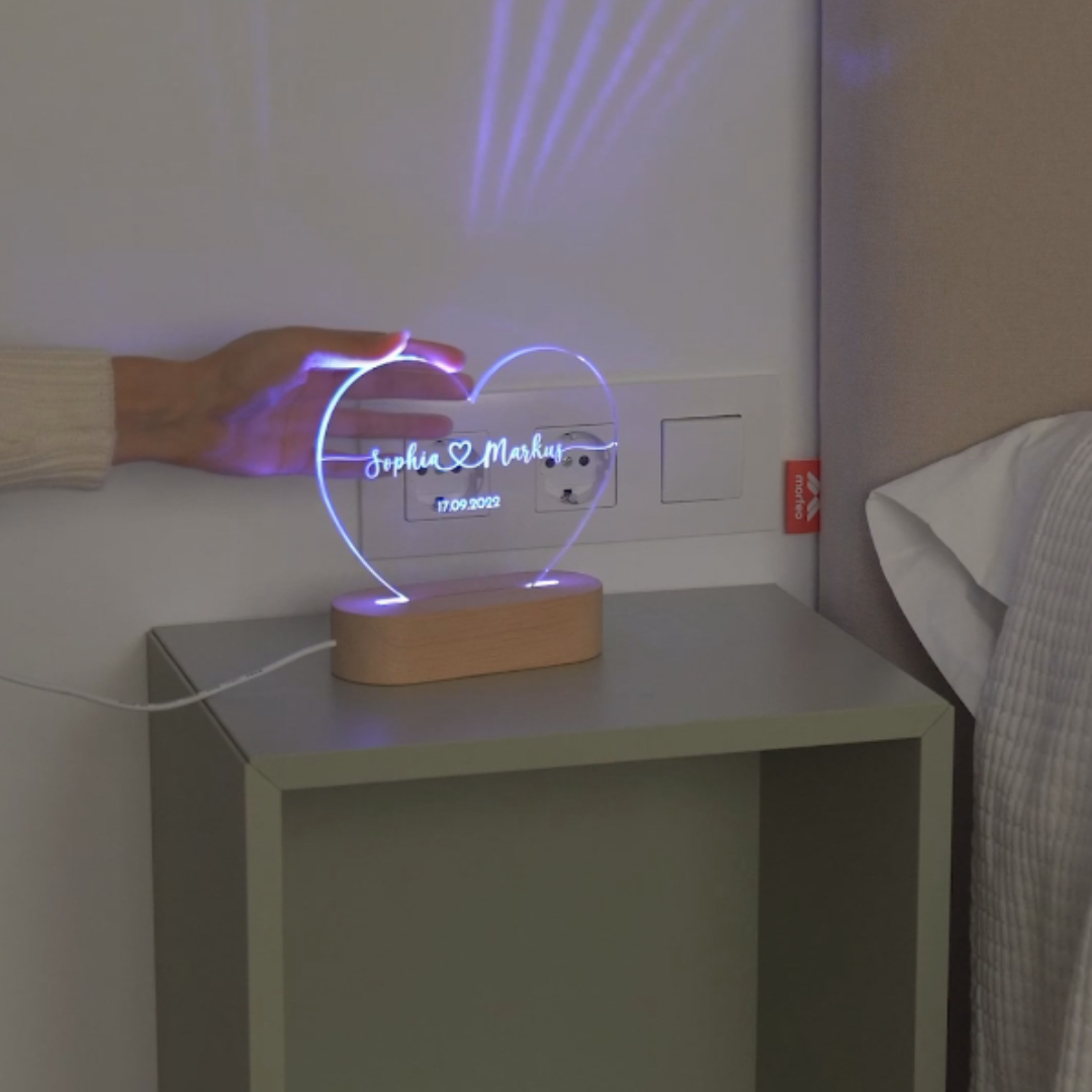 Gepersonaliseerde Nachtlamp met Namen en Datum – Romantisch Licht voor Koppels | Sansoti