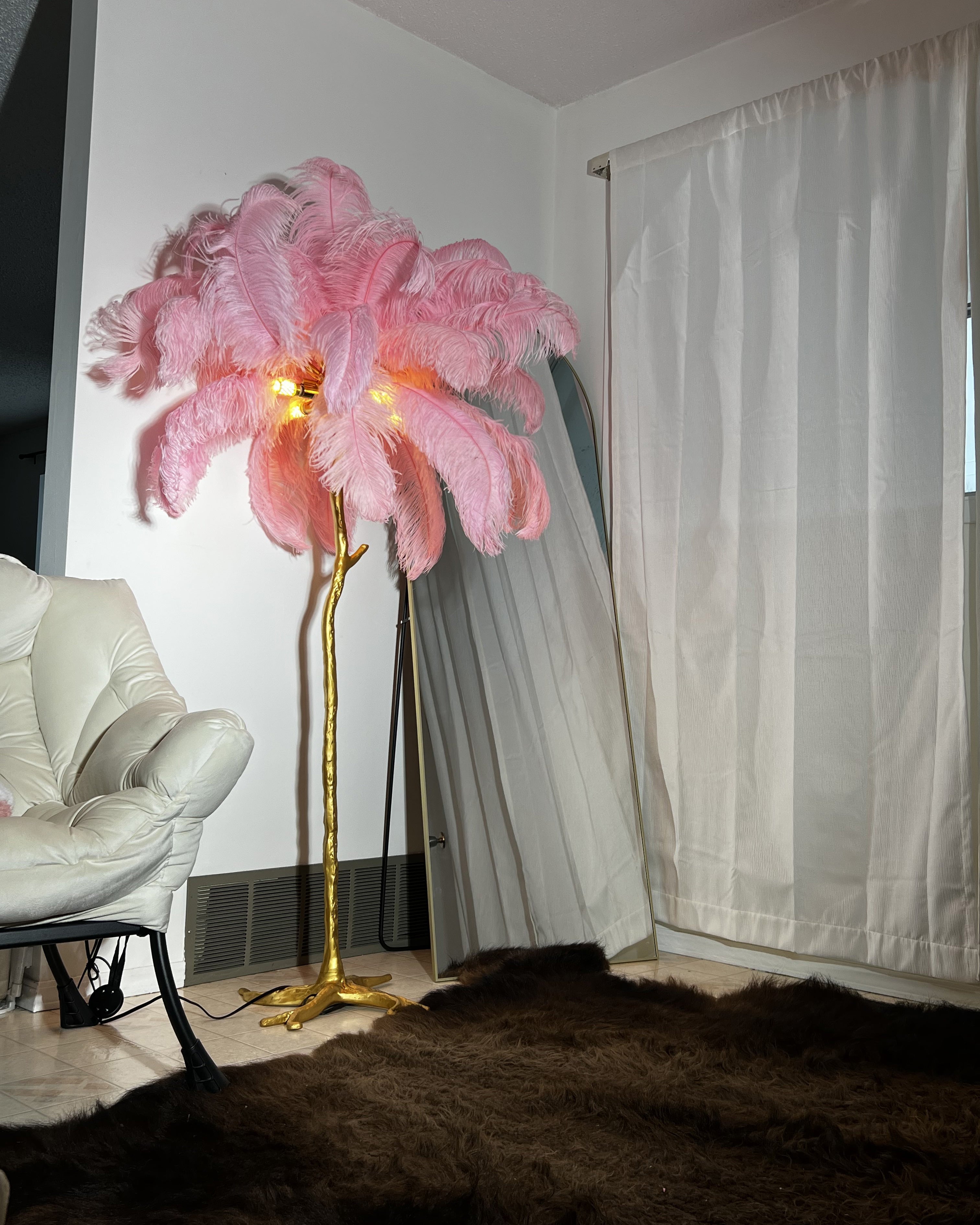Lampadaire Plumes Palmier Résine Décoratif Blanc Chaud Salon Chambre Lampadaire | Restfield