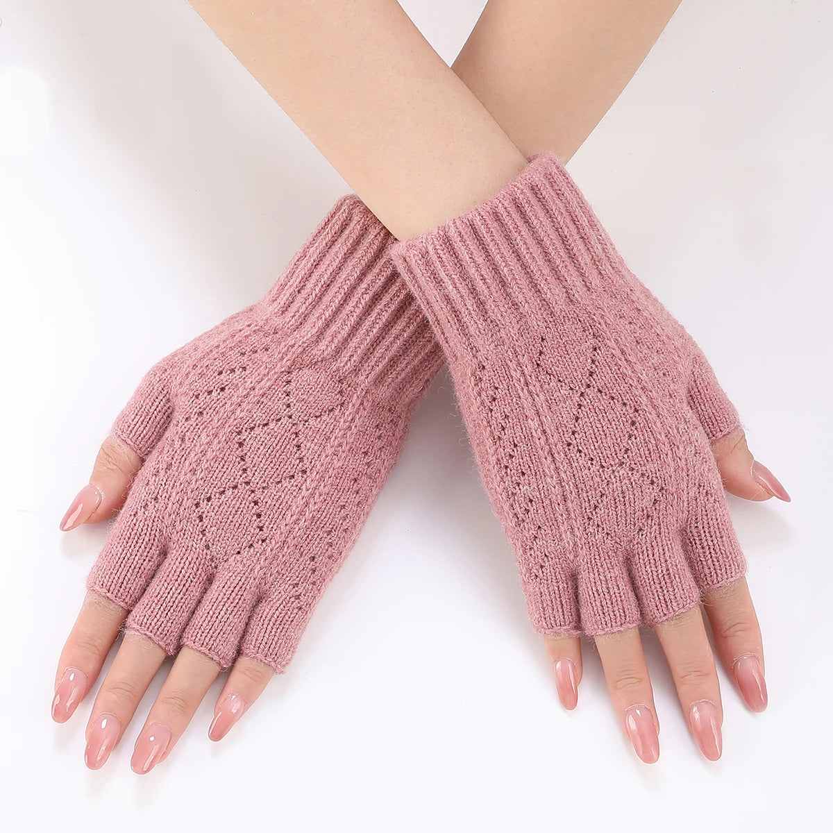 Fingerless Gloves Knitted Acrylic Warm Hands Winter Autumn Spring Office Outdoor Work Study Home | Sansoti
