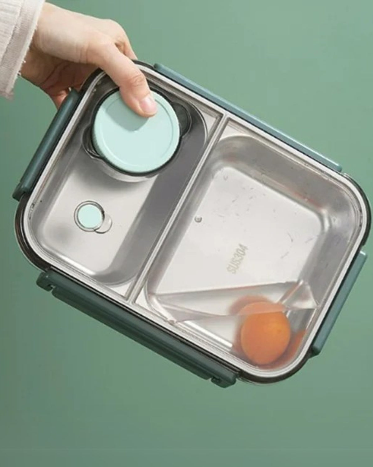 Geïsoleerde Lunchbox met Compartimenten - Warmhoudbakje voor Onderweg Groen Rood Blauw 2 of 3 Vakken - Premium Maaltijdcontainer Werk School Picknick | Sansoti