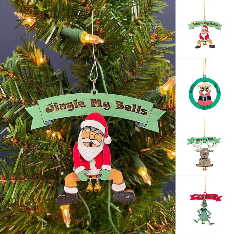 Weihnachtsbaumanhänger mit Glöckchen Humorvolle Festtagsfiguren Handbemaltes Harzornament für den Tannenbaum | Sansoti