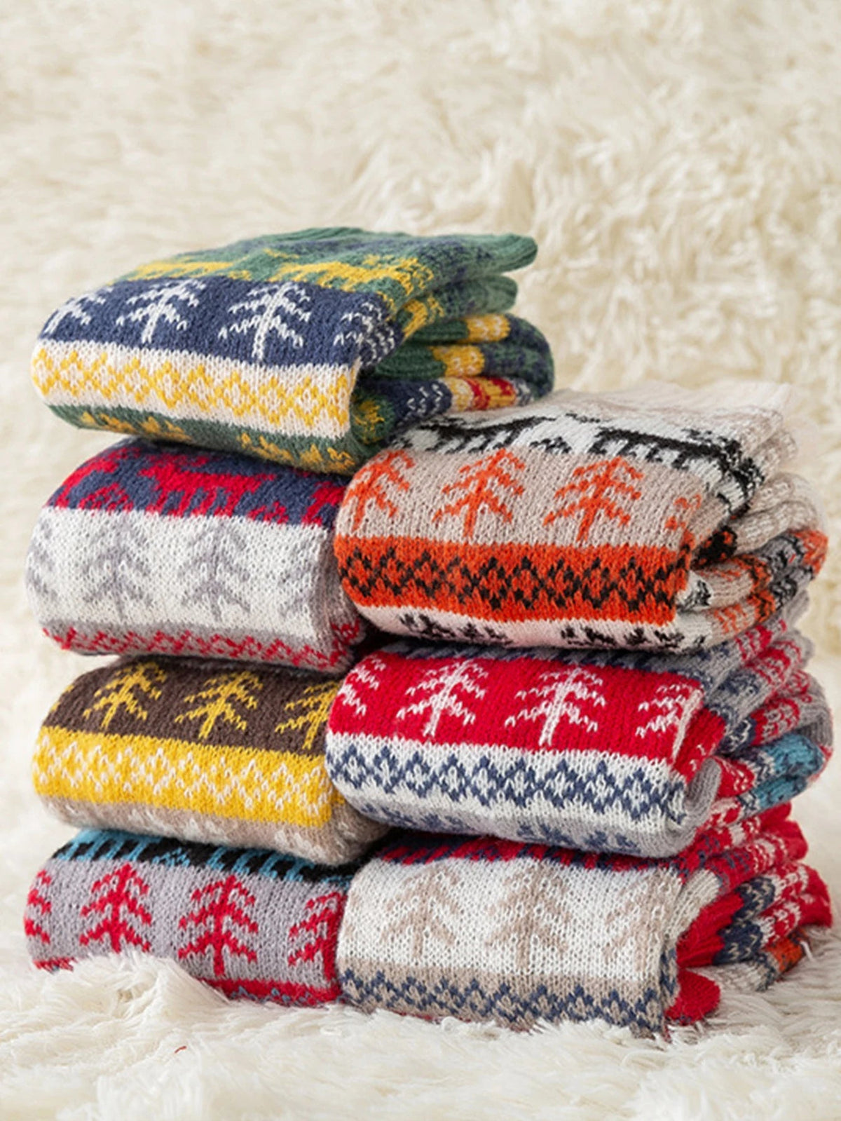 Knitted Leg Warmers for Women Winter Acrylic Long 43cm Snowflake Pattern Flexible Comfortable Warm Cozy | Sansoti