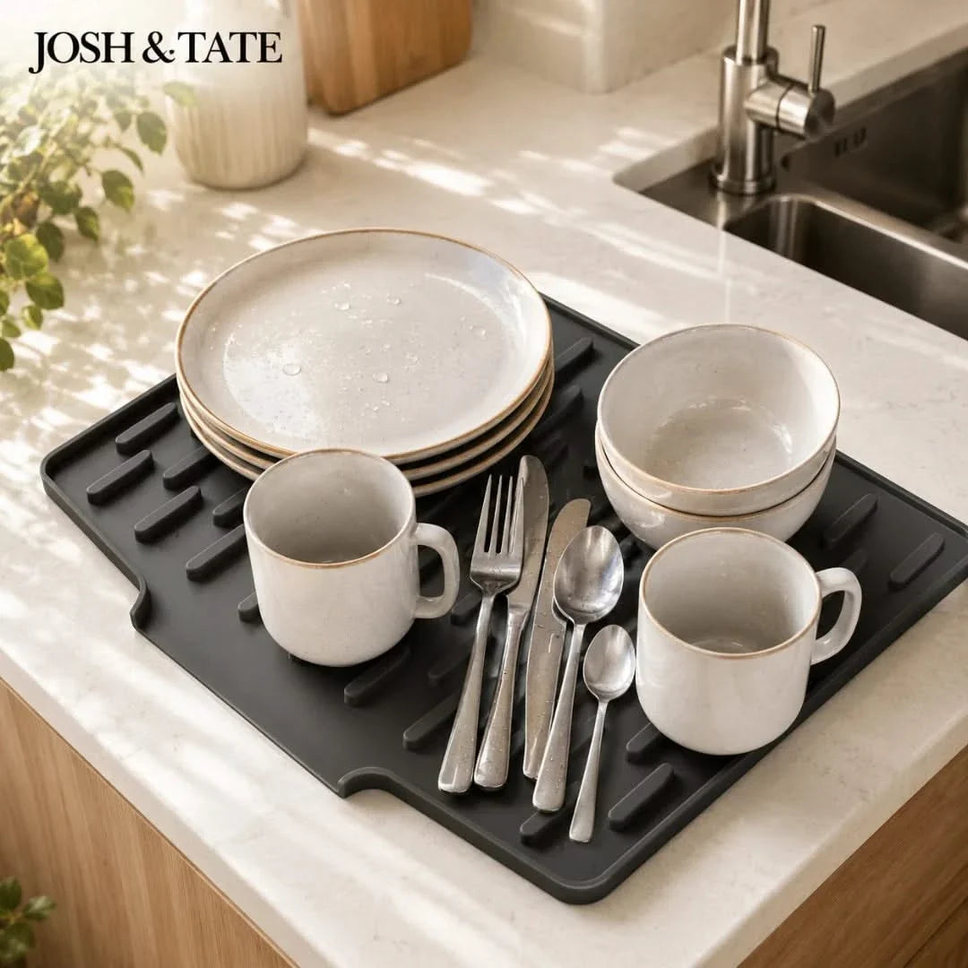 Silicone drying mat with drainage for kitchen counters, heat-resistant trivet, cutting board, dishwashing mat, and draining mat | Sansoti