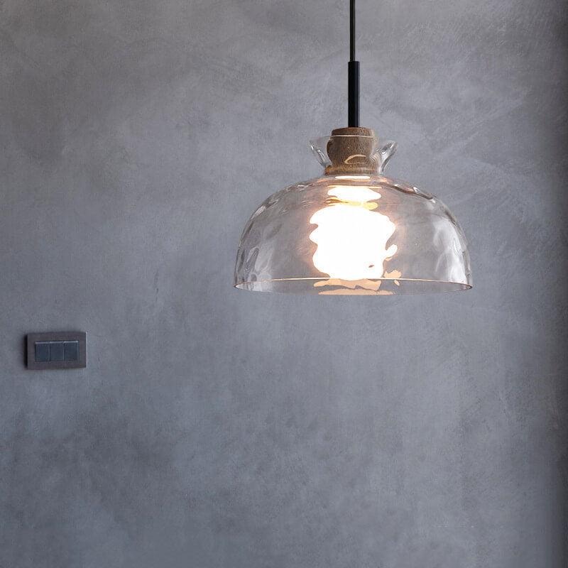 Hanglamp Glas Hout Transparant E26 Woonkamer Slaapkamer Eetkamer Pendellamp Glazen Kap Bell Cone Bowl Industrieel Retro | Sansoti