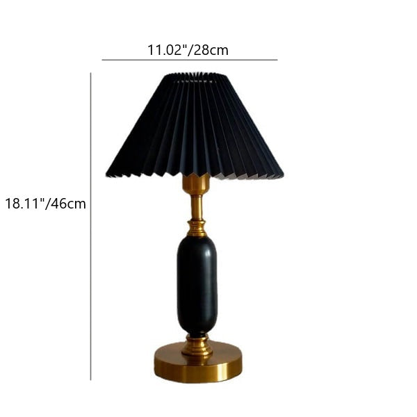 Tafellamp Geplooide Kap Metaal Goud Zwart Wit 28x46cm E12 Slaapkamer Woonkamer Retro | Sansoti