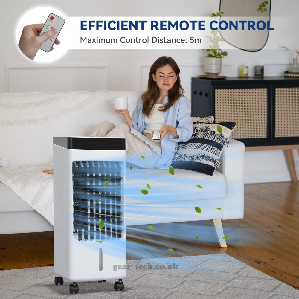Draagbare Raambloze Aircooler met Afstandsbediening – 3-in-1 Luchtkoeler, Ventilator en Bevochtigingsfunctie voor Thuis en Kantoor | Sansoti