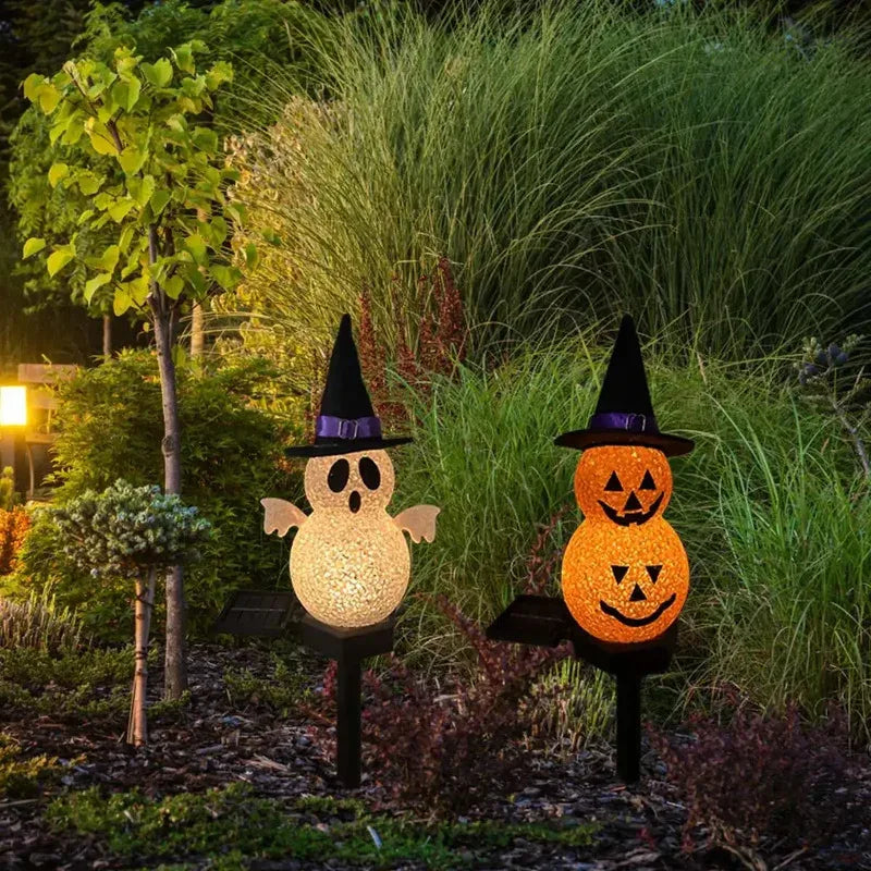 Lampe de jardin solaire avec citrouille 3D ou fantôme de 44 cm, éclairage d’ambiance d’Halloween, éclairage extérieur décoratif | Sansoti
