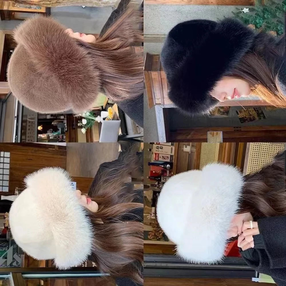 Plush Bucket Hat Winter Hat Soft Faux Fur Hat Cozy Winter Accessory Women's Warm Hat Fleece Lined | Sansoti