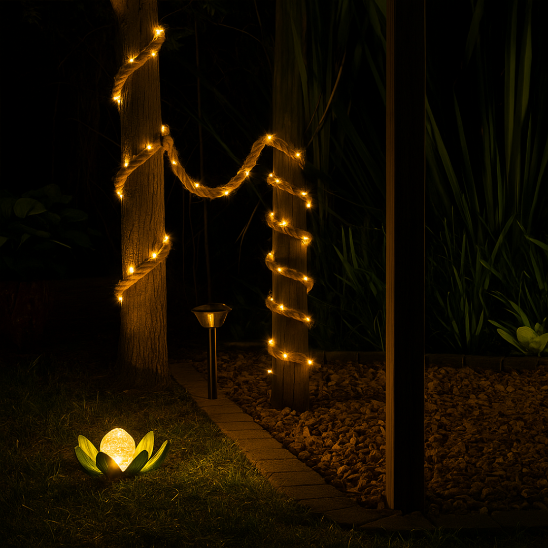 Solar Rope String Lights 5-10m LED Waterproof Garden Lighting Ambient Lights Outdoor Decoration Party Lights Patio | Sansoti