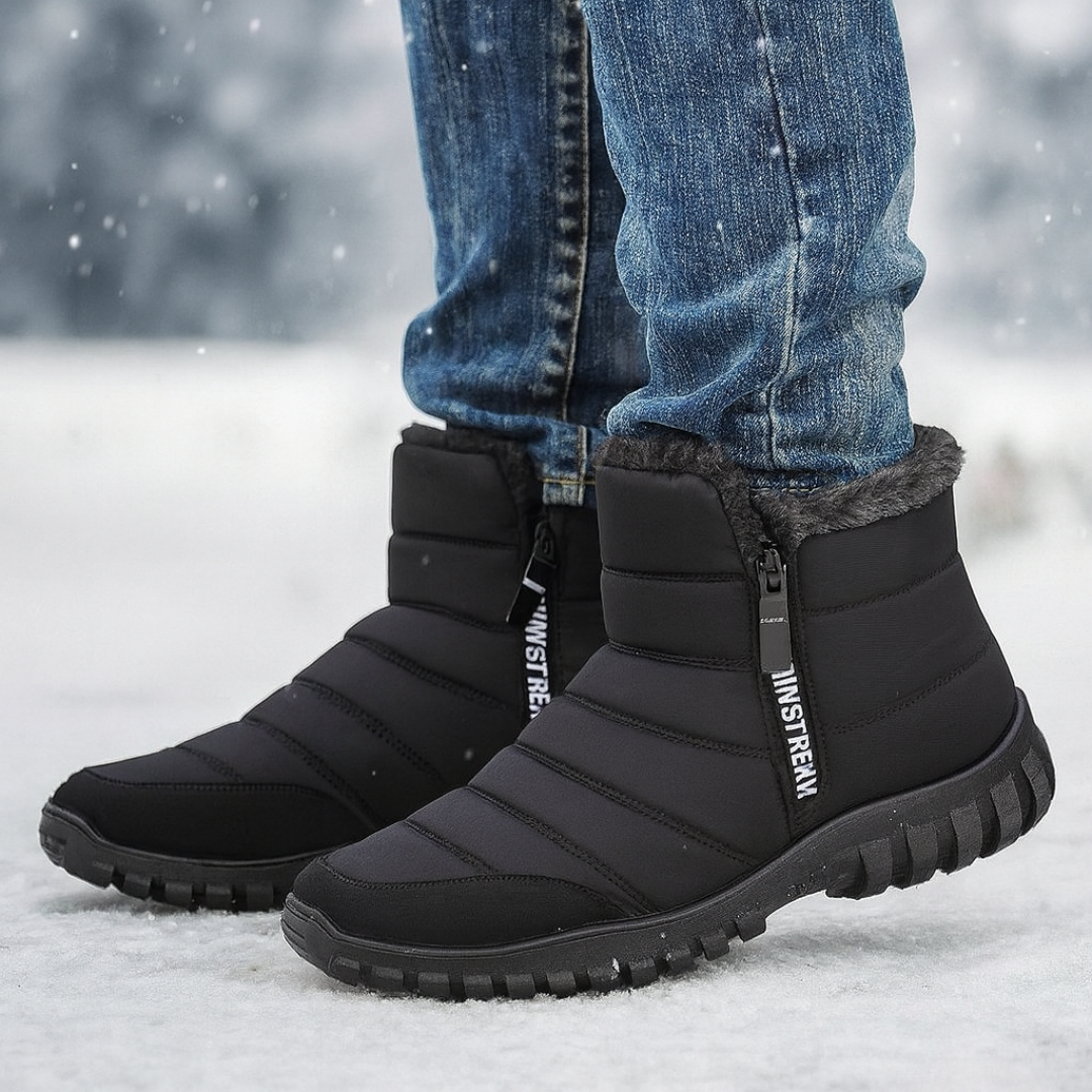 Waterproof Men's Boots with Zipper Warm Lined Winter Shoes Non-Slip Outdoor Snow Boots High Shaft Hiking | Sansoti
