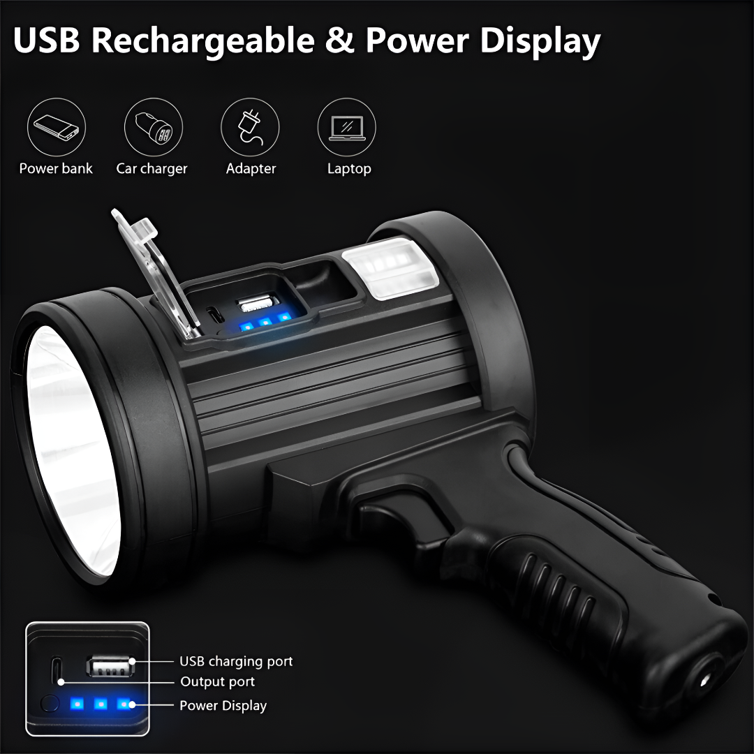 Wiederaufladbare LED-Taschenlampe 100000 Lumen Verstellbare Farben Wasserdicht Professionell für Outdoor-Camping | Sansoti