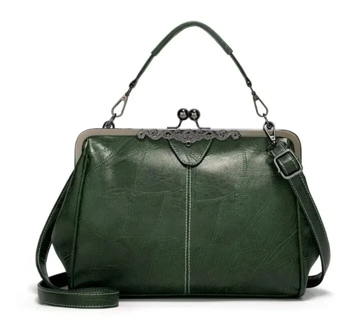 Vintage Handtas met Kliksluiting Retro Clutch Dames Avondtas Feesttas Schoudertas Elegant Design Bruin Zwart | Sansoti