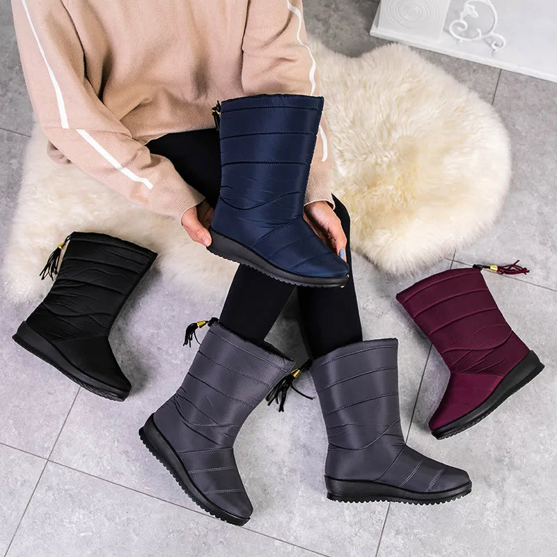 Lined Waterproof Winter Boots for Women with Non-Slip Sole – Warm Polyester Snow Boots for Wide Feet | Sansoti