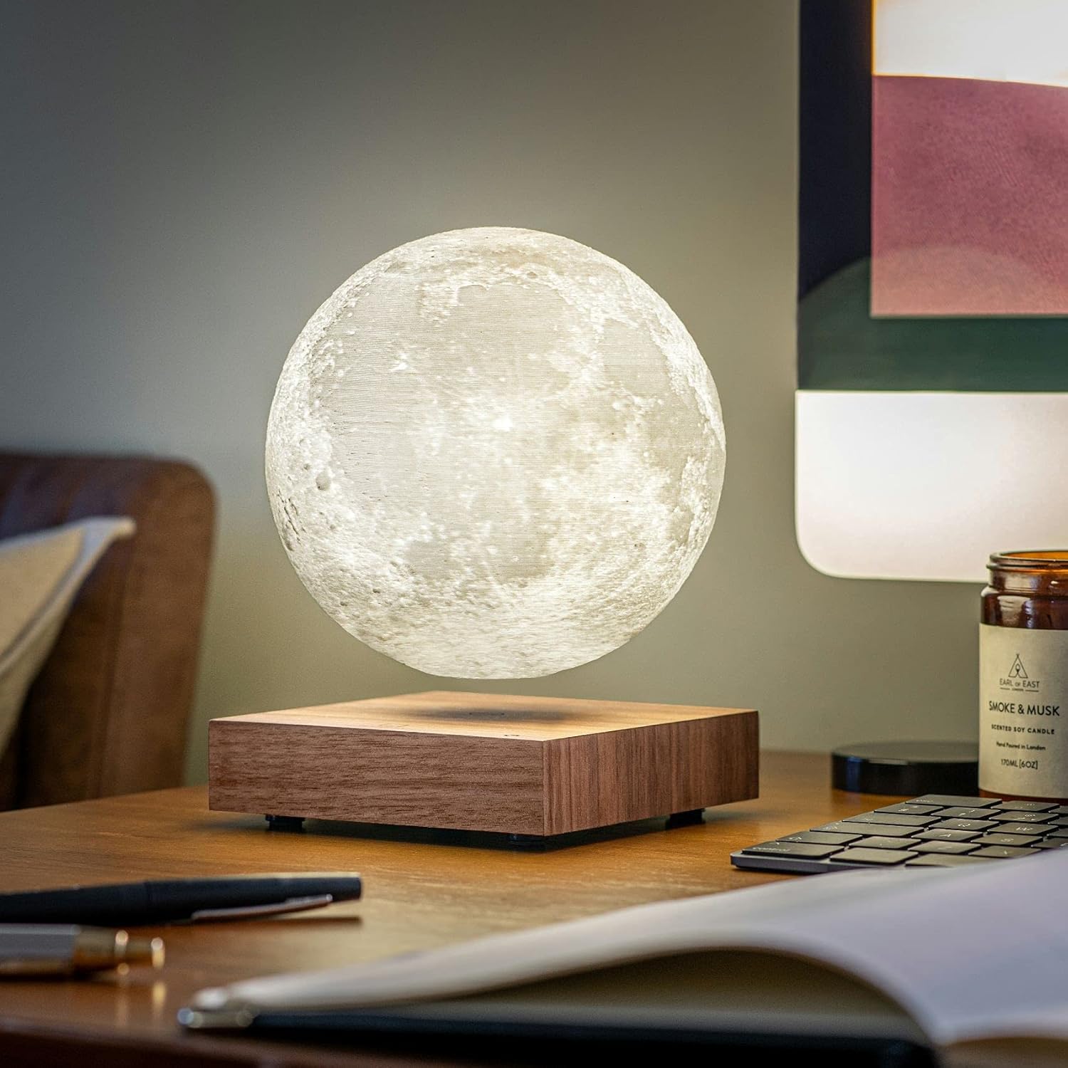 Zwevende Maanlamp met Magnetische Levitatie en 3D-Print Oppervlak 15cm | Sansoti
