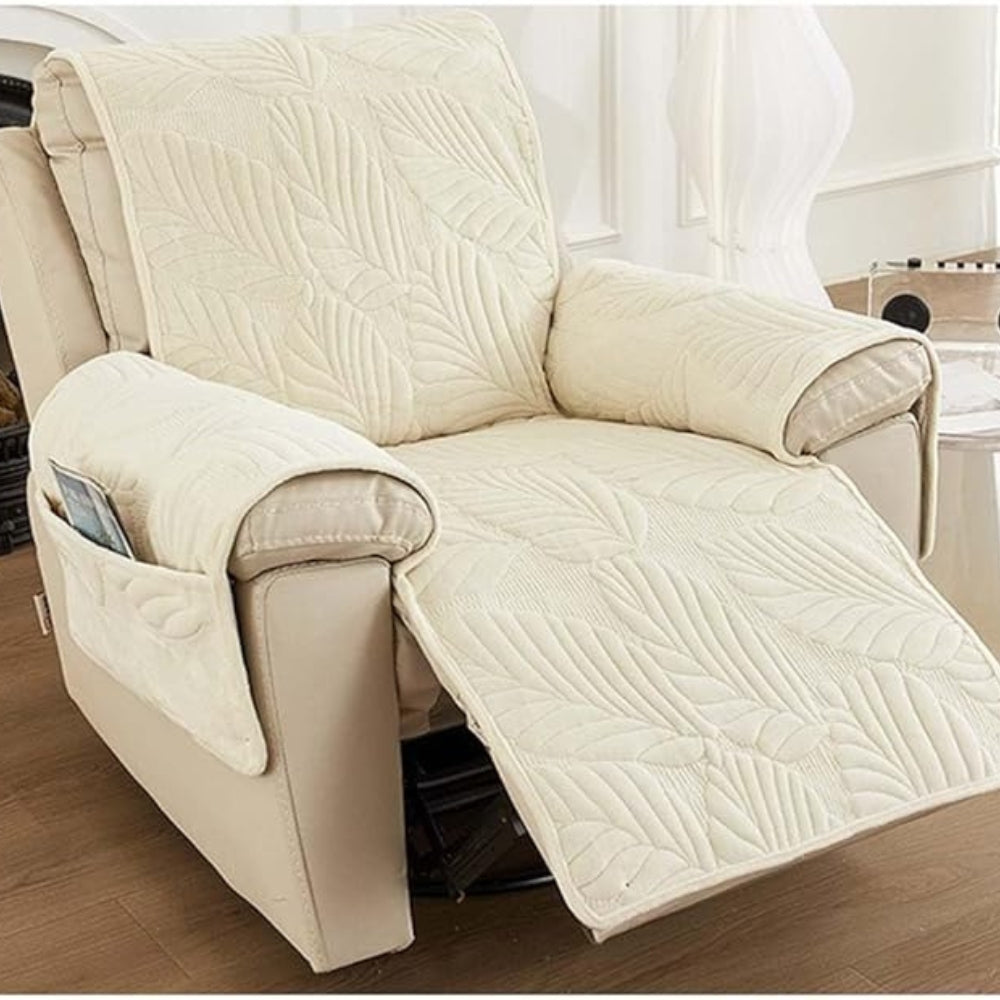Stoelhoes voor Relaxstoel met Bladpatroon – Universele Slipcover voor Fauteuil Bescherming tegen Vlekken – Antislip Hoes met Groen Motief | Sansoti